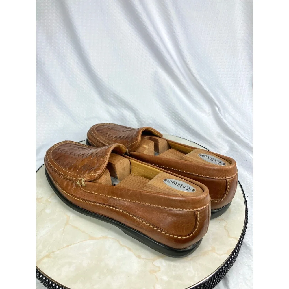 Johnston & Murphy Tidwell Woven Leather Loafer Shoes Mens 12 Brown Basketweave